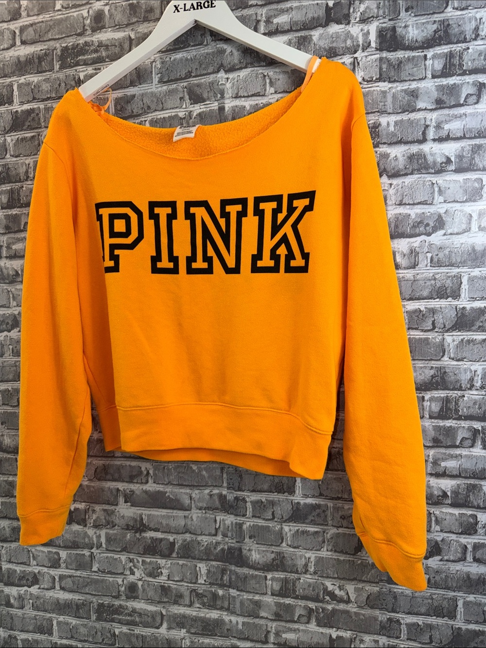 PINK Victoria's Secret Wide-Neck Pullover Sweatshirt - Orange - Picture 2 of 10